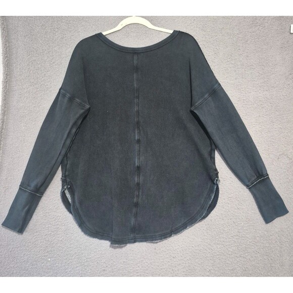 Free People Women's Cotton Long Sleeve V-Neck Westeros Distressed Sweatshirt M - Picture 7 of 7